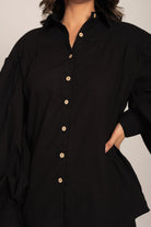 Black Solid Western Cord-Set Relaxed Shirt and Pant - Kaoribyshreya