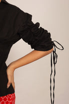 Black and Red Printed Western Cord-Set Relaxed Shirt and Pant - Kaoribyshreya