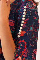 Blue and Pink  Printed Relaxed Cord-Set Top and Pant with 2 Pant Pockets - Kaoribyshreya