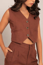 Brown Solid Western Cord-Set Relaxed Top and Pant - Kaoribyshreya