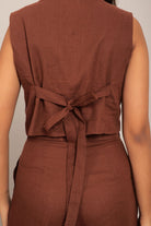 Brown Solid Western Cord-Set Relaxed Top and Pant - Kaoribyshreya