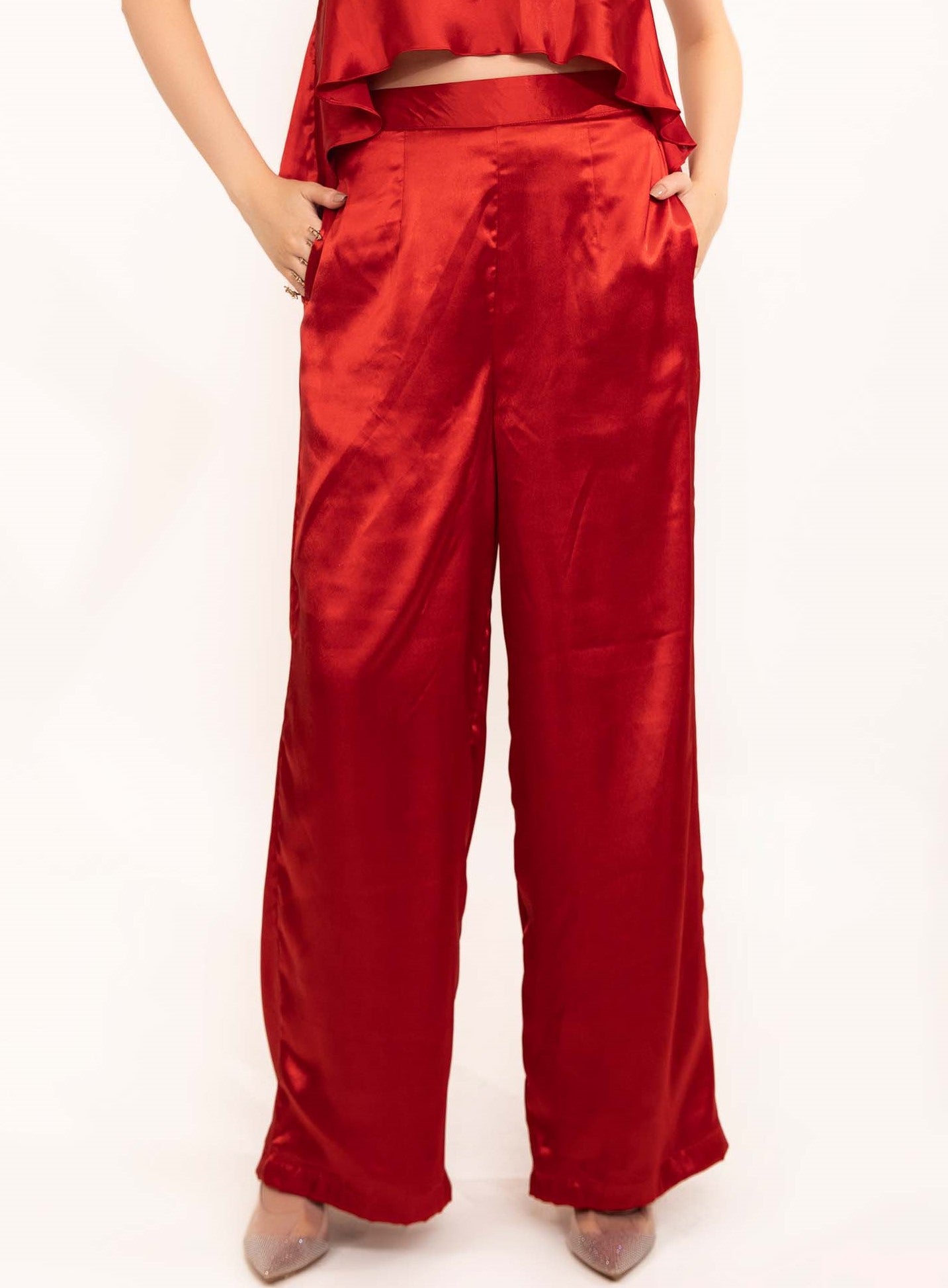 Red Hot Halter Backless Pant - Kaoribyshreya