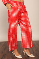 Red Gingham Printed Western Cord-Set Relaxed Shirt and Pant - Kaoribyshreya