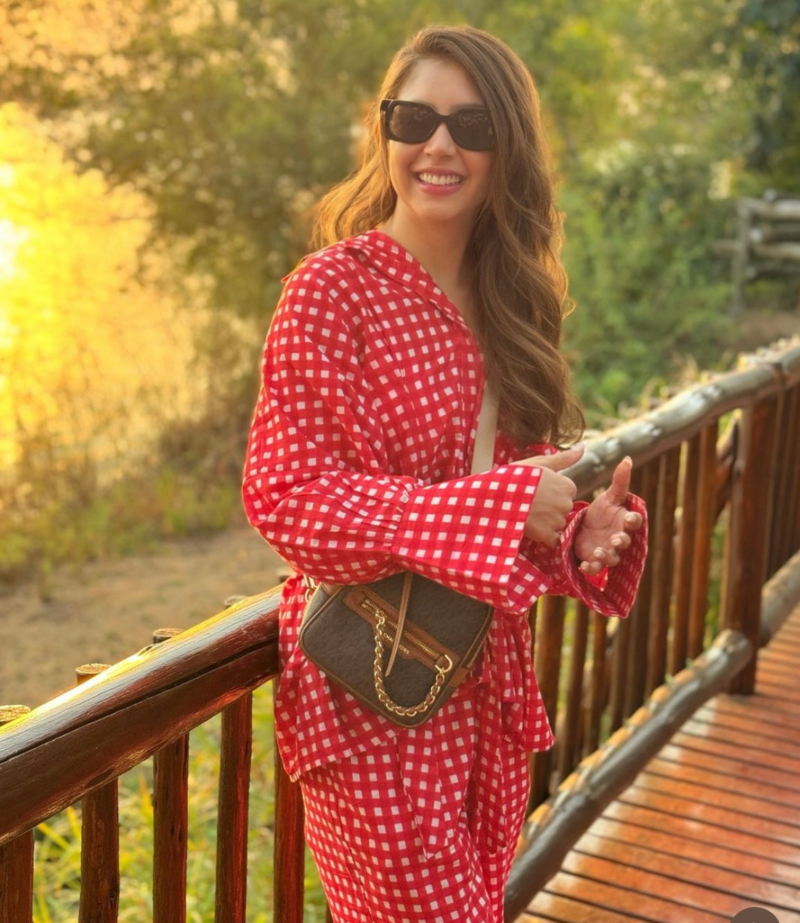 Red Geometric Printed Relaxed Shirt with Collar and Closer Buttons - Kaoribyshreya