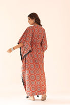 Brown Printed Relaxed Kaftan Kurta With Waist Dori - Kaoribyshreya