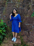 Classic Blue Short Skater Dress - Kaoribyshreya