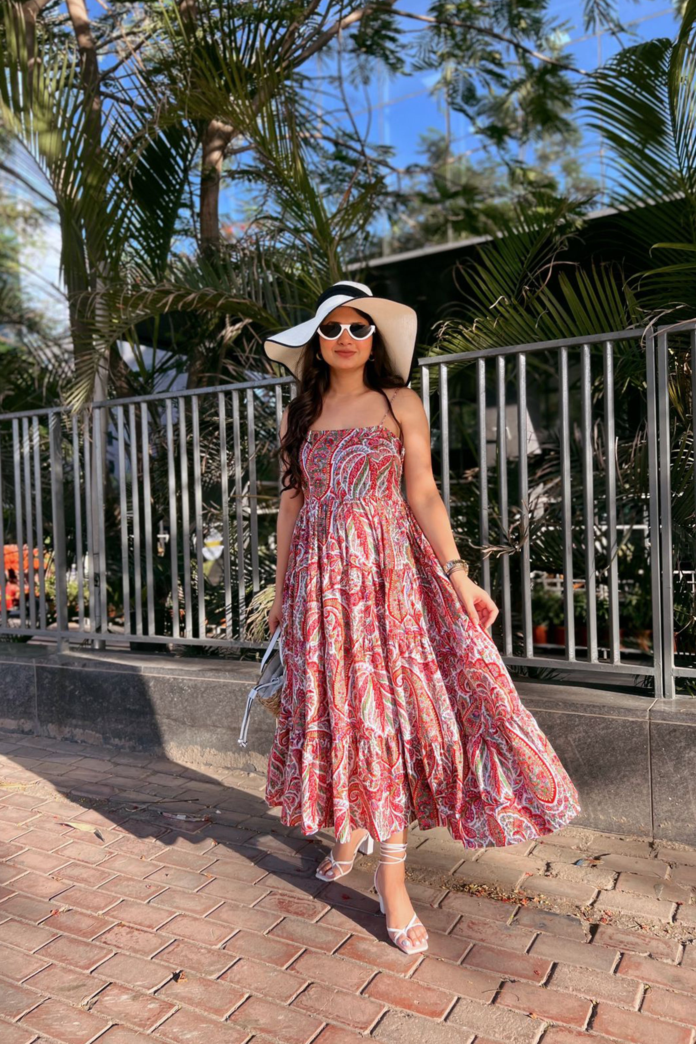 Multi Floral Print Flared Midi Dress - Kaoribyshreya