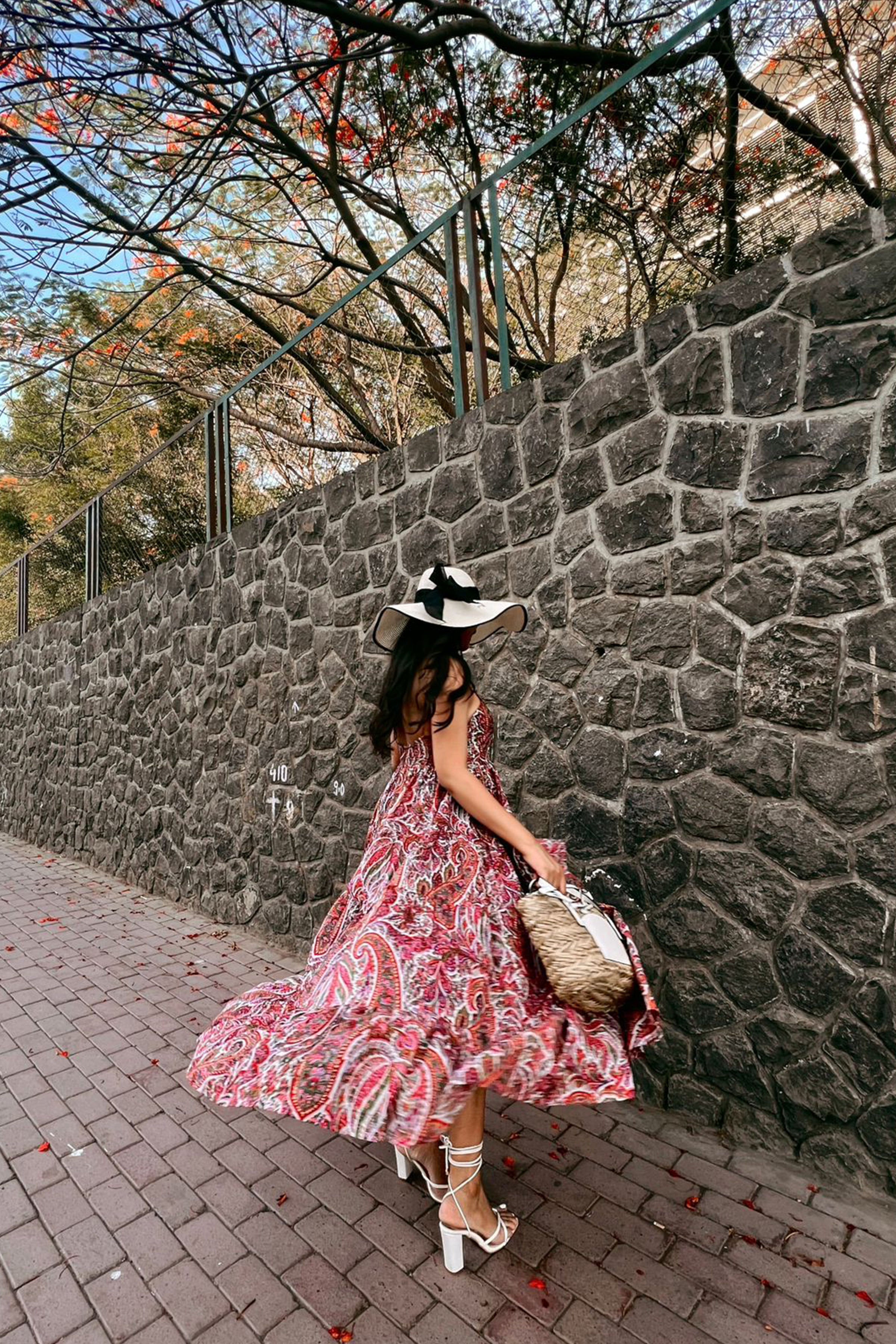 Multi Floral Print Flared Midi Dress - Kaoribyshreya