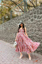 Multi Floral Print Flared Midi Dress - Kaoribyshreya