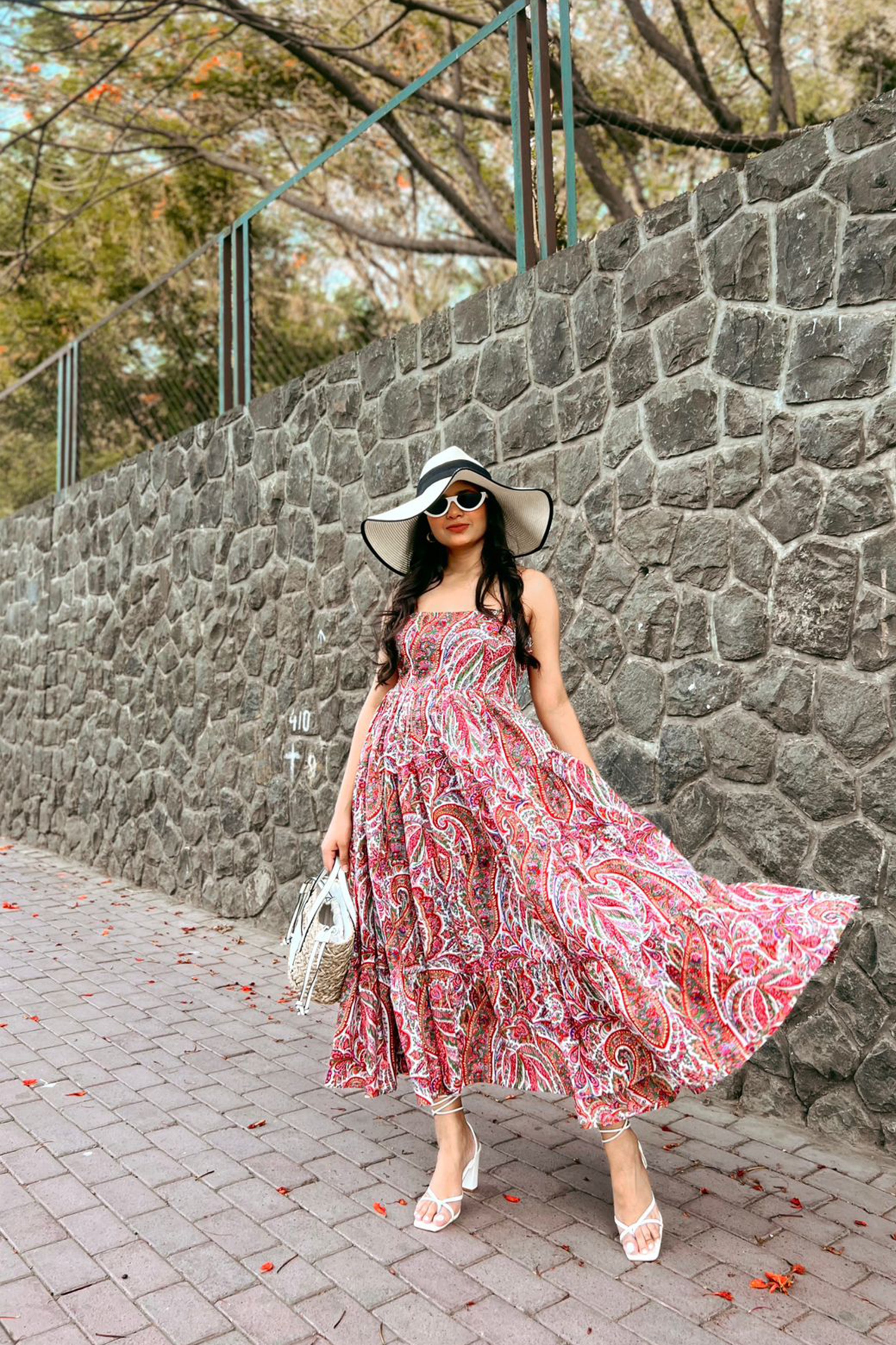 Multi Floral Print Flared Midi Dress - Kaoribyshreya