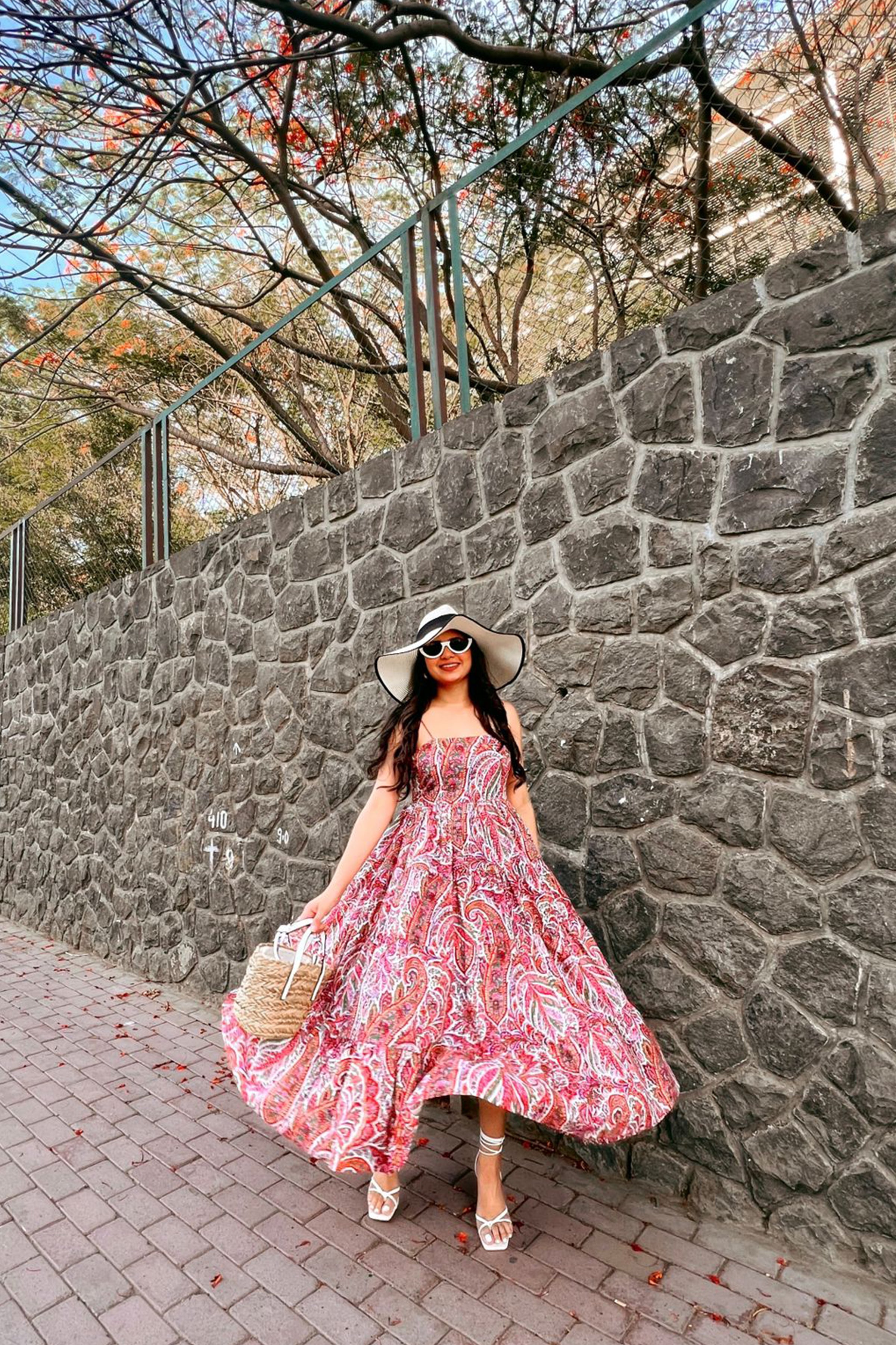 Multi Floral Print Flared Midi Dress - Kaoribyshreya