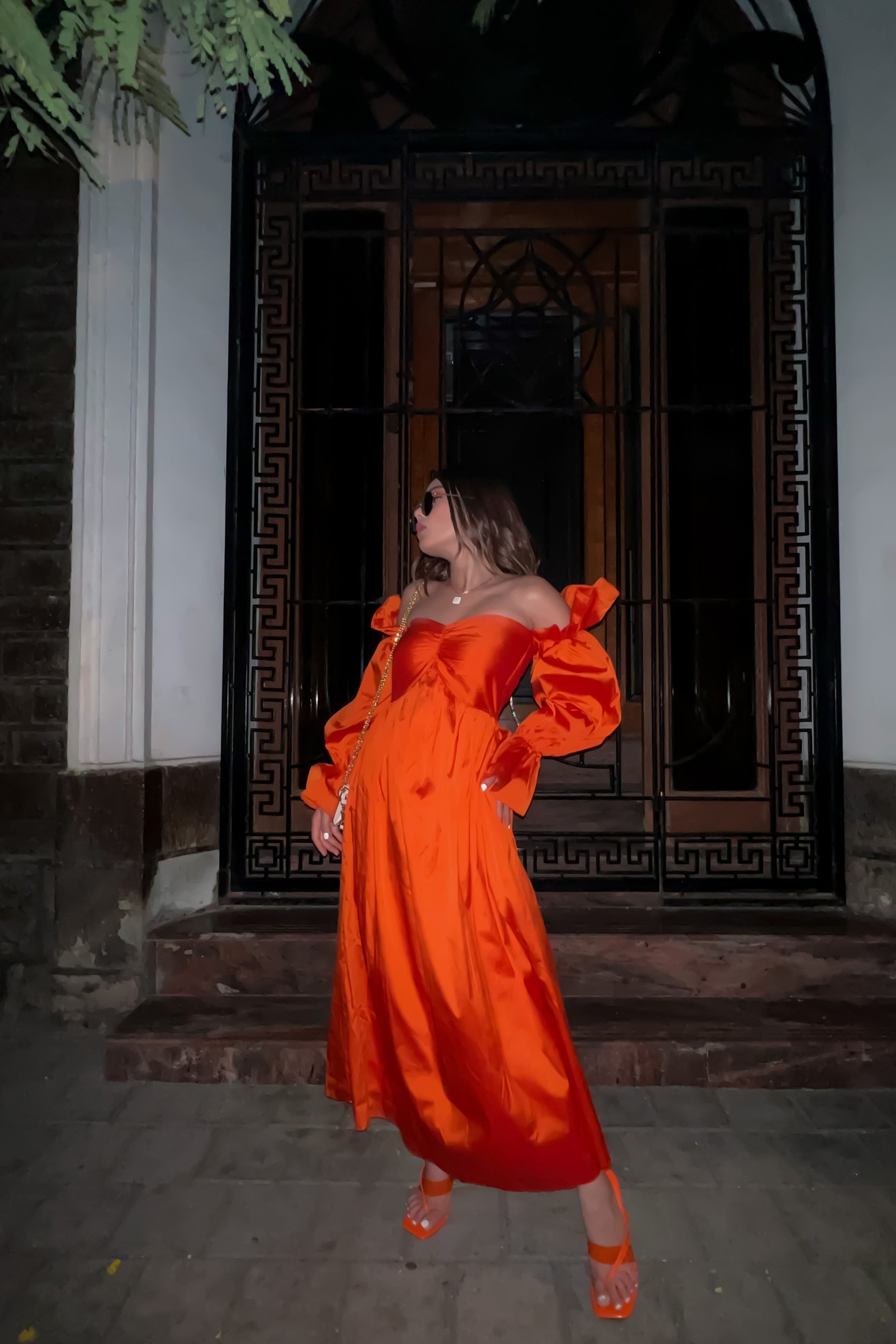 Autumn Sunset Off Shoulder Maxi Dress - Kaoribyshreya