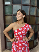 Teaberry Red One Shoulder Dress - Kaoribyshreya
