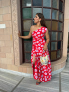 Teaberry Red One Shoulder Dress - Kaoribyshreya