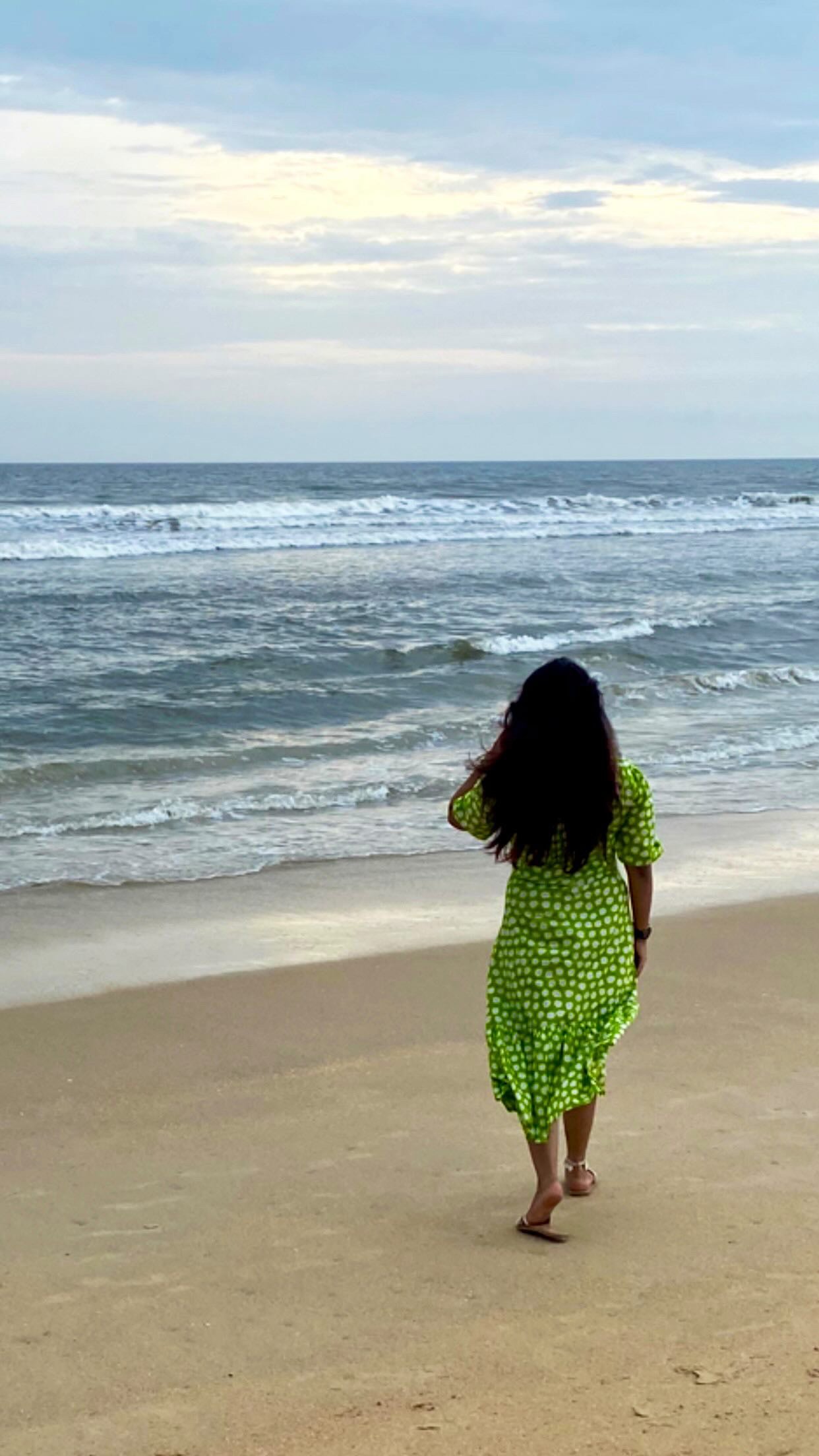 Lime Green Polka Shoulder Gathered Sleeve Dress - Kaoribyshreya