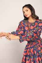 Multicolor Floral 4 Tiers Midi Dress - Kaoribyshreya