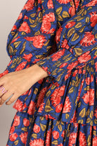 Multicolor Floral 4 Tiers Midi Dress - Kaoribyshreya