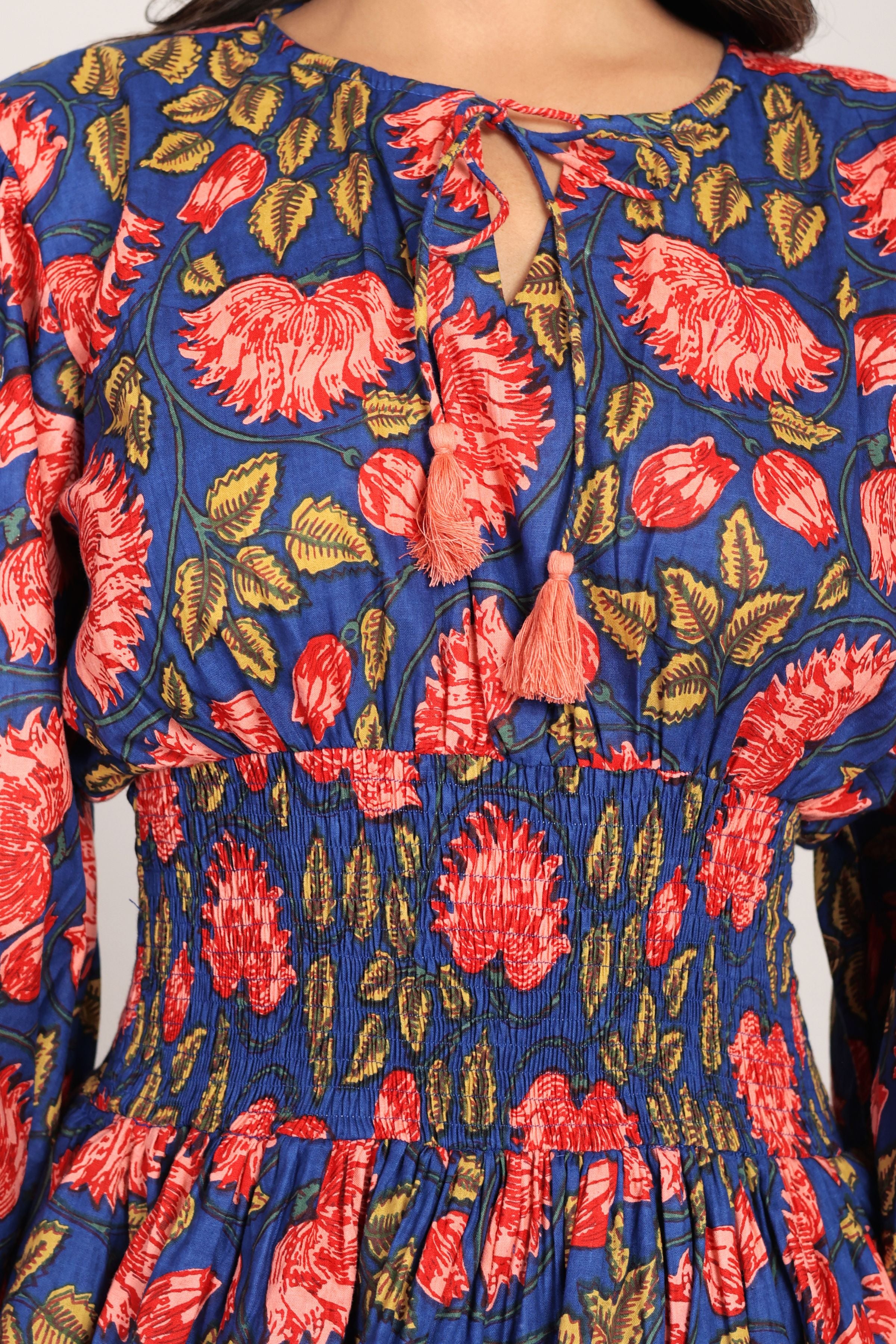 Multicolor Floral 4 Tiers Midi Dress - Kaoribyshreya
