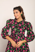 Multicolor Floral Collar Neckline Maxi Dress - Kaoribyshreya