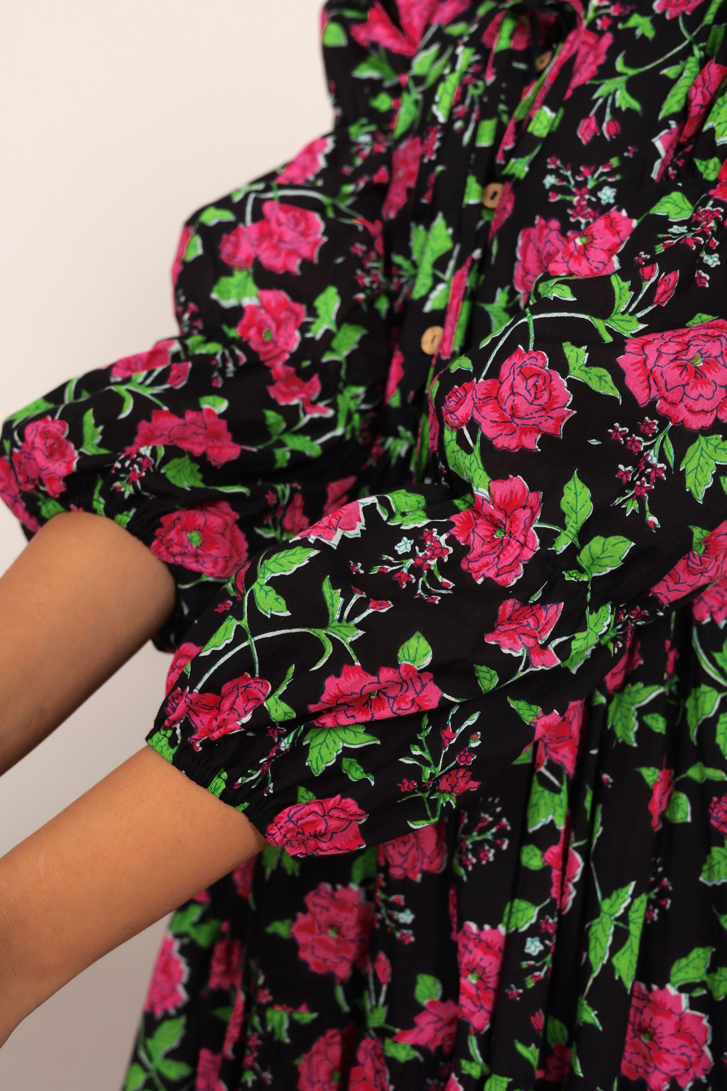 Multicolor Floral Collar Neckline Maxi Dress - Kaoribyshreya