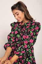 Multicolor Floral Collar Neckline Maxi Dress - Kaoribyshreya