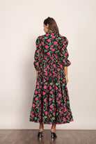 Multicolor Floral Collar Neckline Maxi Dress - Kaoribyshreya