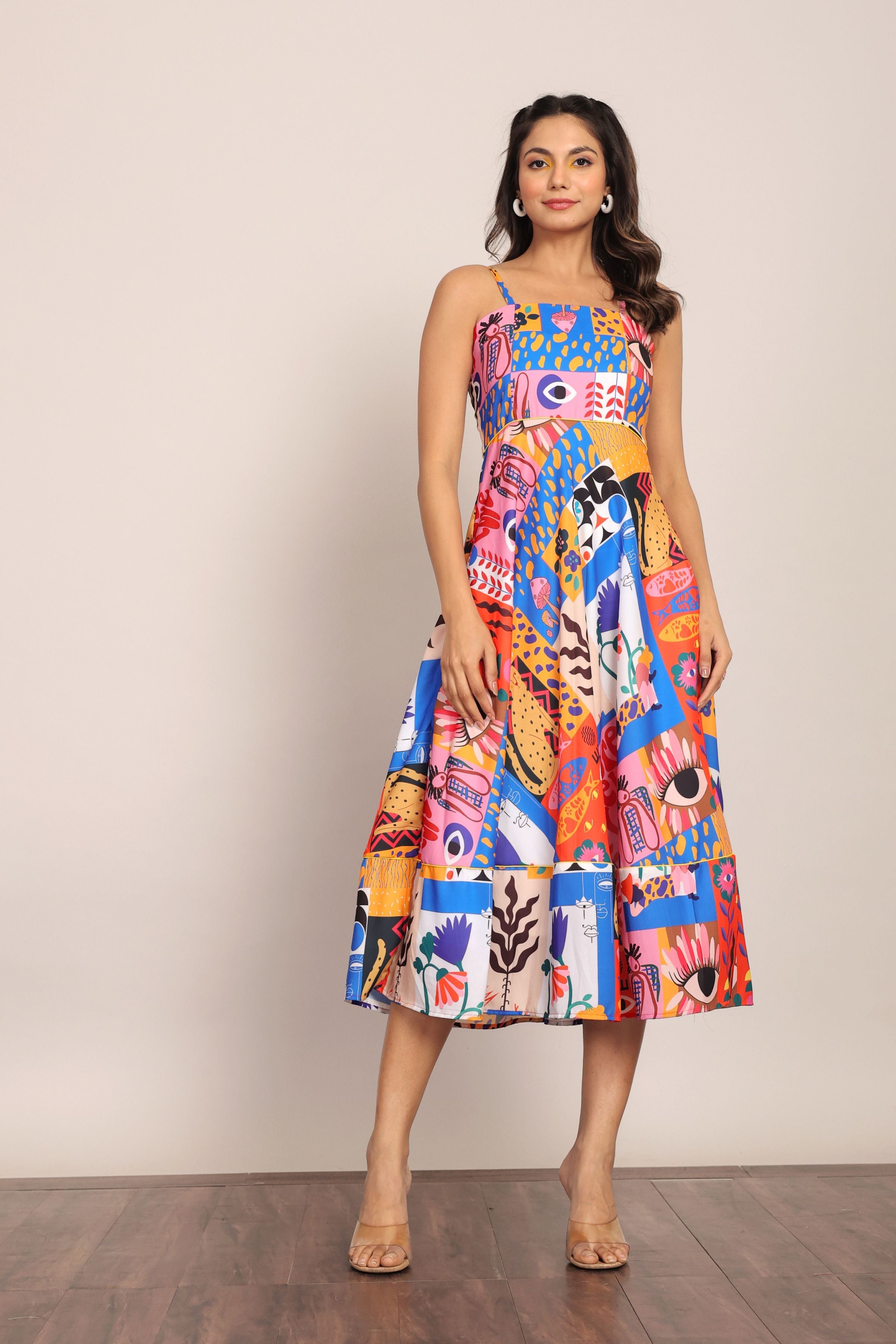 Multicolor  Printed  Midi Dress - Kaoribyshreya