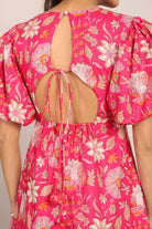 Pink and White Floral Midi Dress - Kaoribyshreya