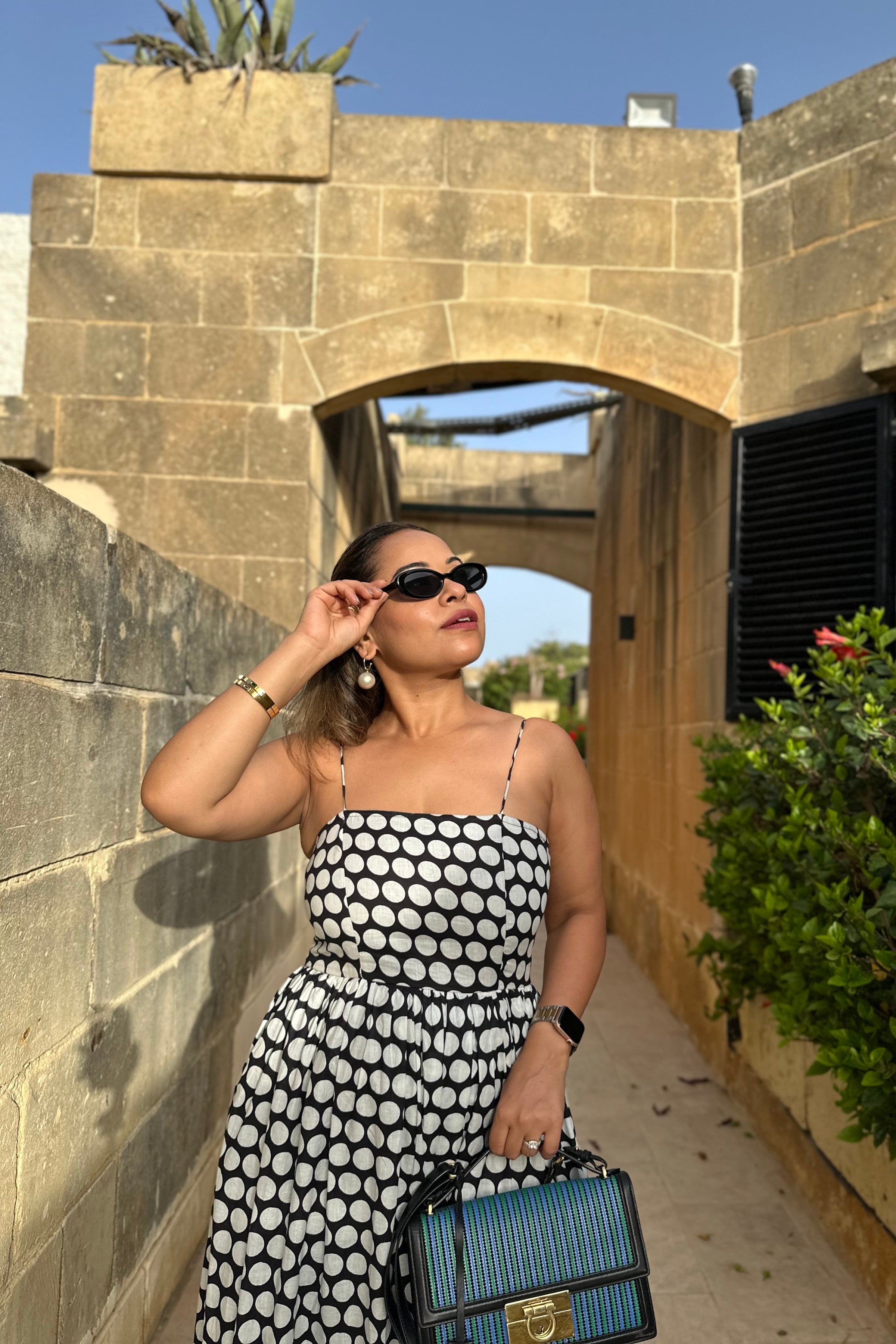 Polka Dot Shoulder Tie Up Flowy Dress - Kaoribyshreya