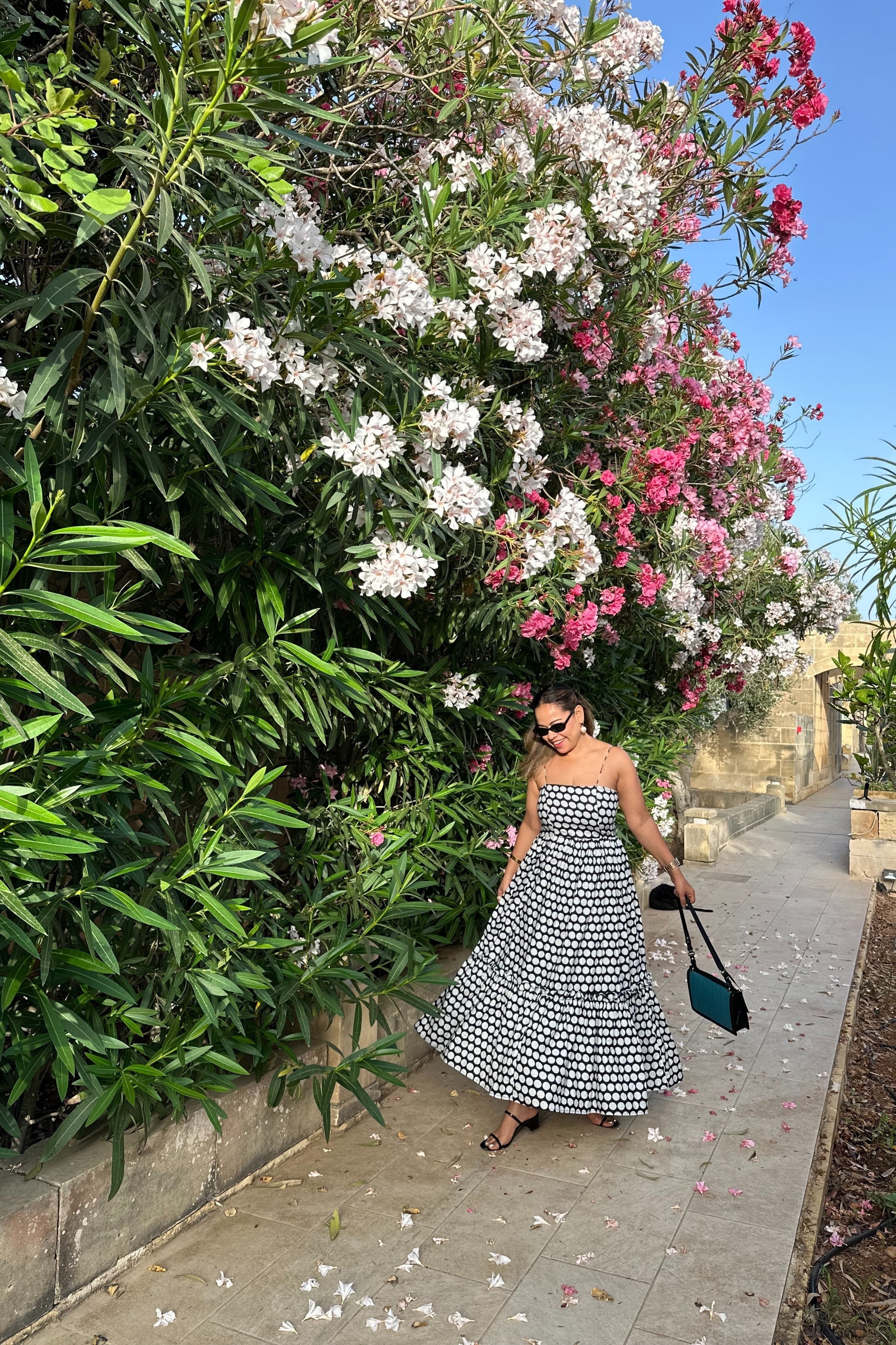 Polka Dot Shoulder Tie Up Flowy Dress - Kaoribyshreya