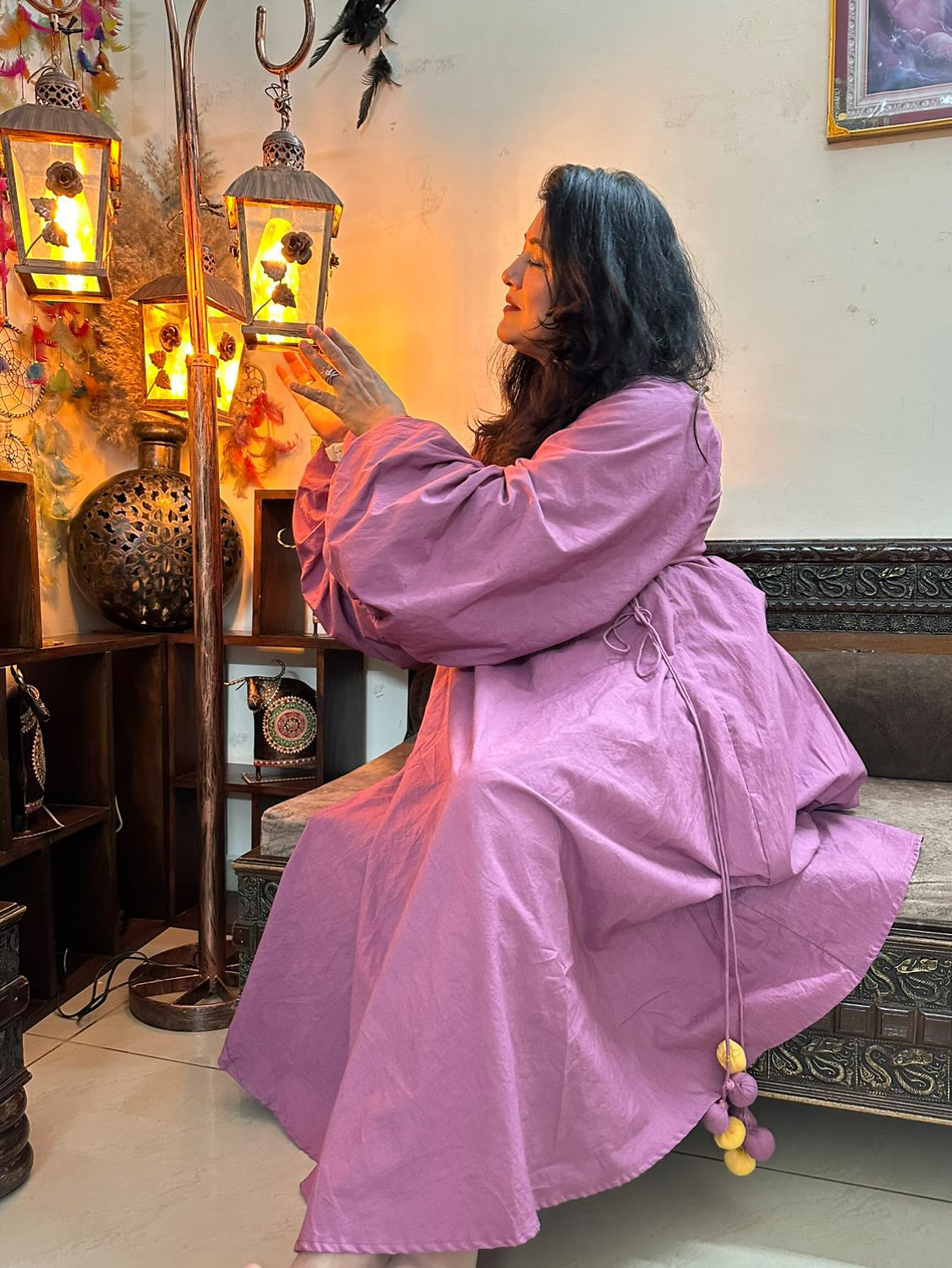 Wistful Mauve Long Skater Midi Dress - Kaoribyshreya