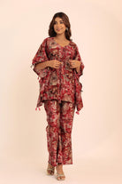 Multicolor Floral Printed Western Style Cord-Set Kaftan Top and Pant - Kaoribyshreya