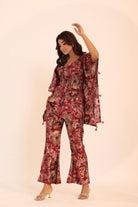Multicolor Floral Printed Western Style Cord-Set Kaftan Top and Pant - Kaoribyshreya