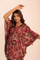 Multicolor Floral Printed Western Style Cord-Set Kaftan Top and Pant - Kaoribyshreya