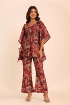 Multicolor Floral Printed Western Style Cord-Set Kaftan Top and Pant - Kaoribyshreya