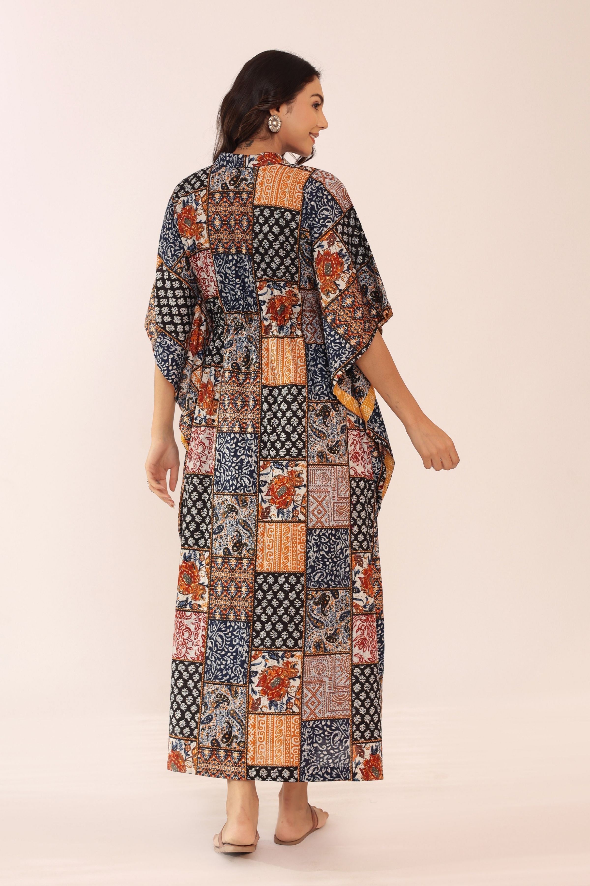 Western Multicolor Kaftan Kurta with elbow-length sleeves - Kaoribyshreya