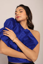 Blue Solid Ruffled One Sholder Top - Kaoribyshreya