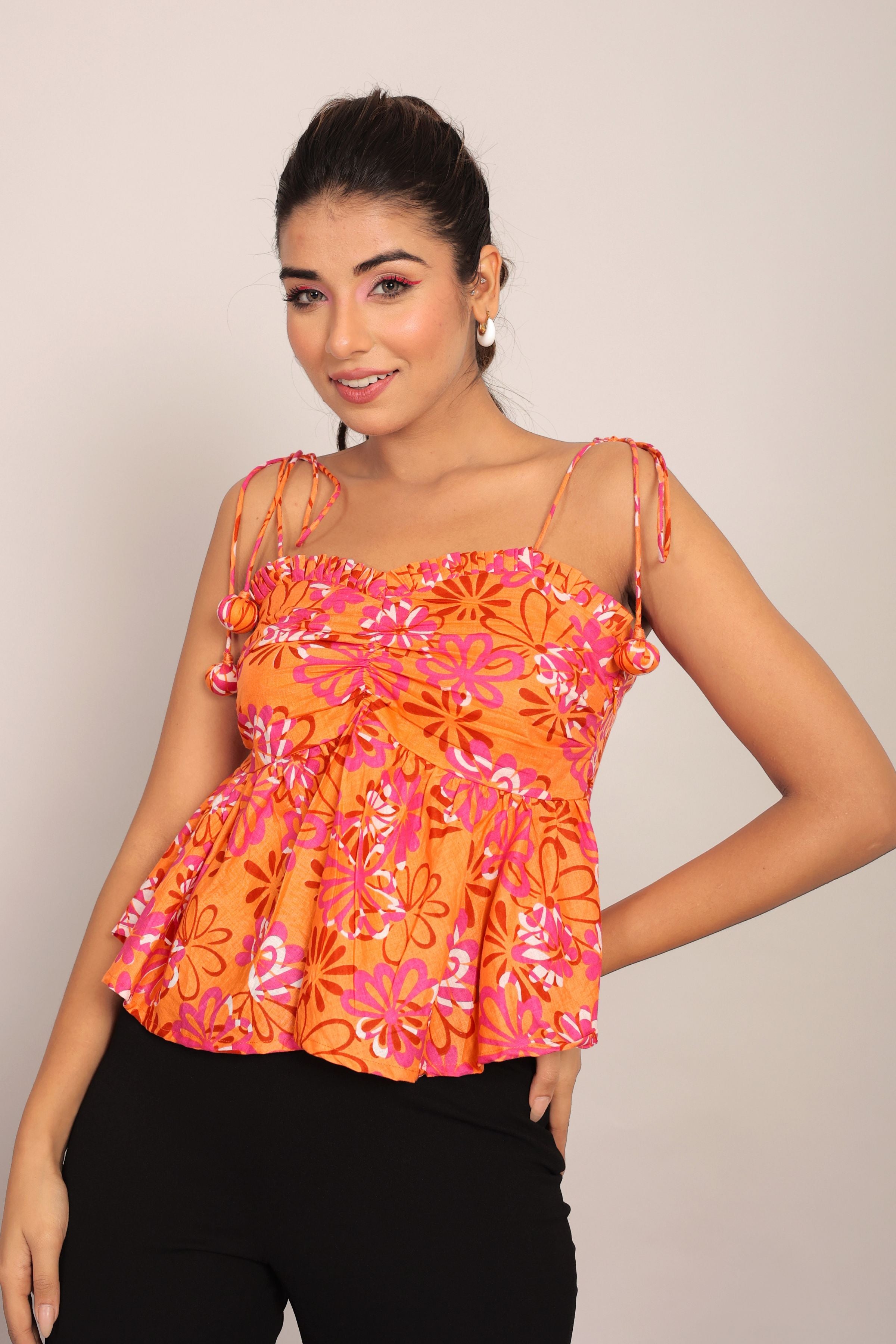 Multicolor Cotton Summer Crop Top - Kaoribyshreya