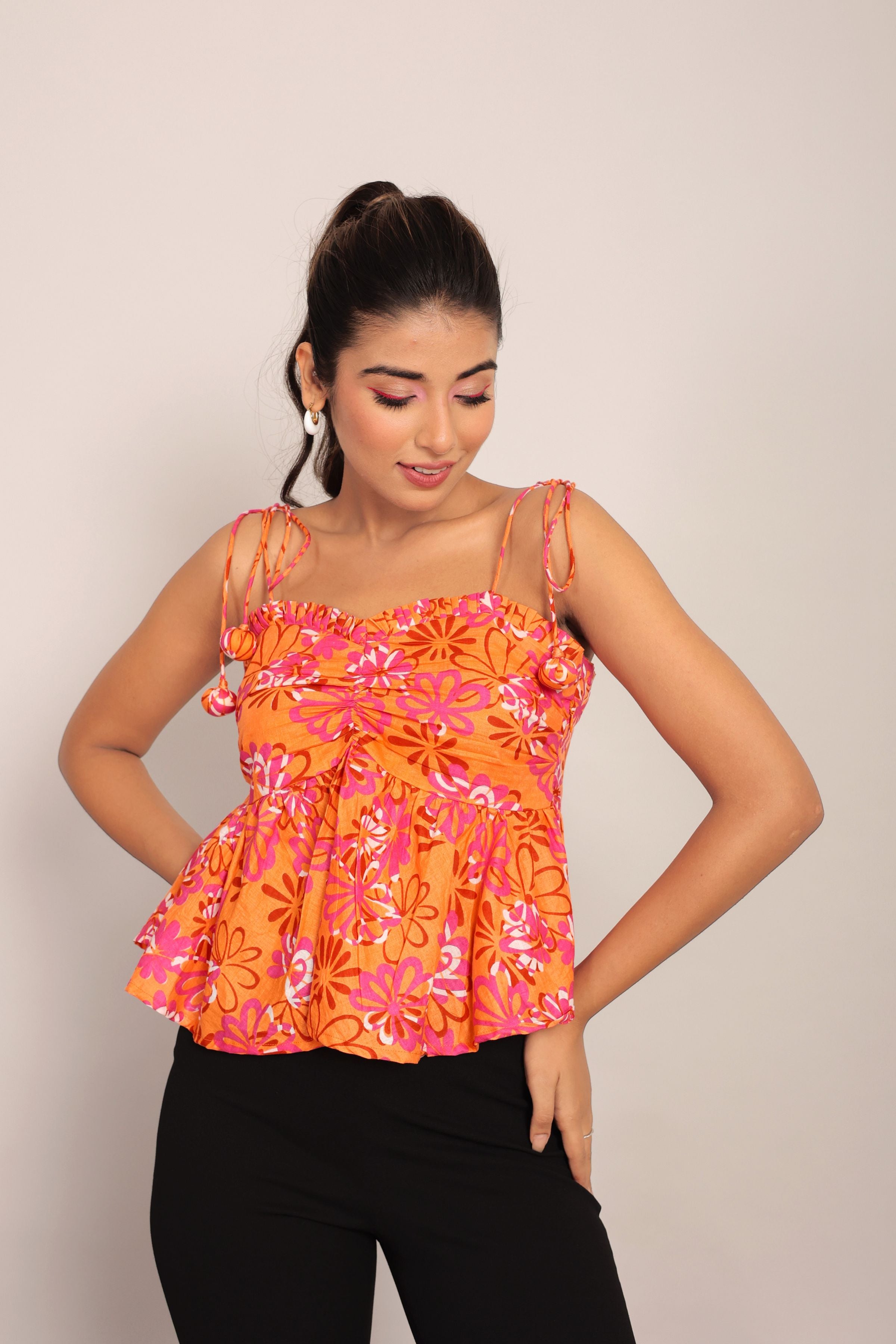 Multicolor Cotton Summer Crop Top - Kaoribyshreya