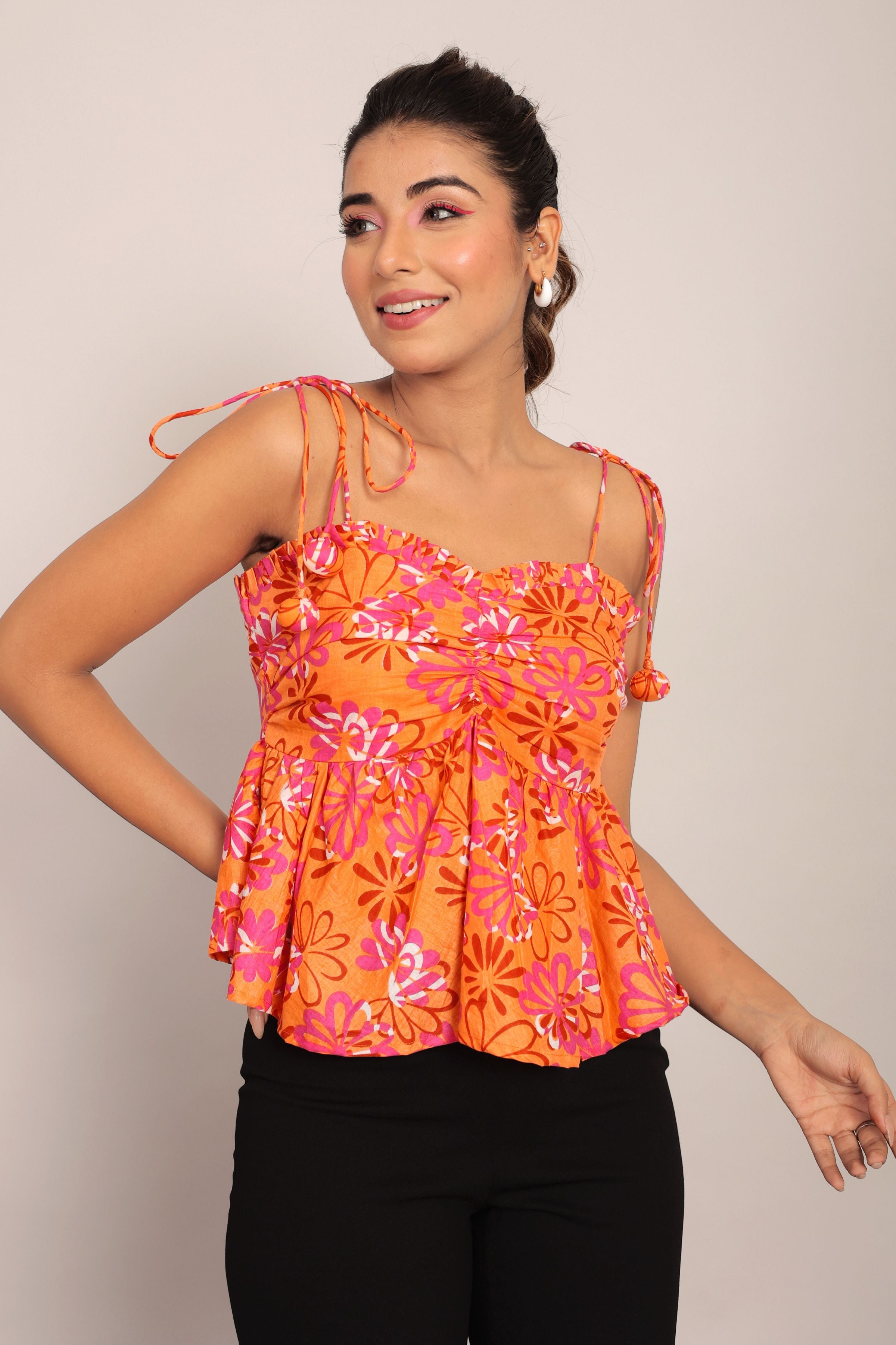 Multicolor Cotton Summer Crop Top - Kaoribyshreya