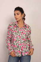 Multicolor Floral Summer Relaxed Shirt With Collar Neckline - Kaoribyshreya