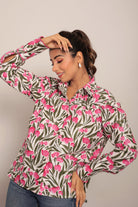 Multicolor Floral Summer Relaxed Shirt With Collar Neckline - Kaoribyshreya