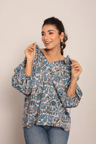 Multicolor Floral Summer Relaxed Top With Collar Neckline - Kaoribyshreya