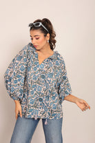 Multicolor Floral Summer Relaxed Top With Collar Neckline - Kaoribyshreya