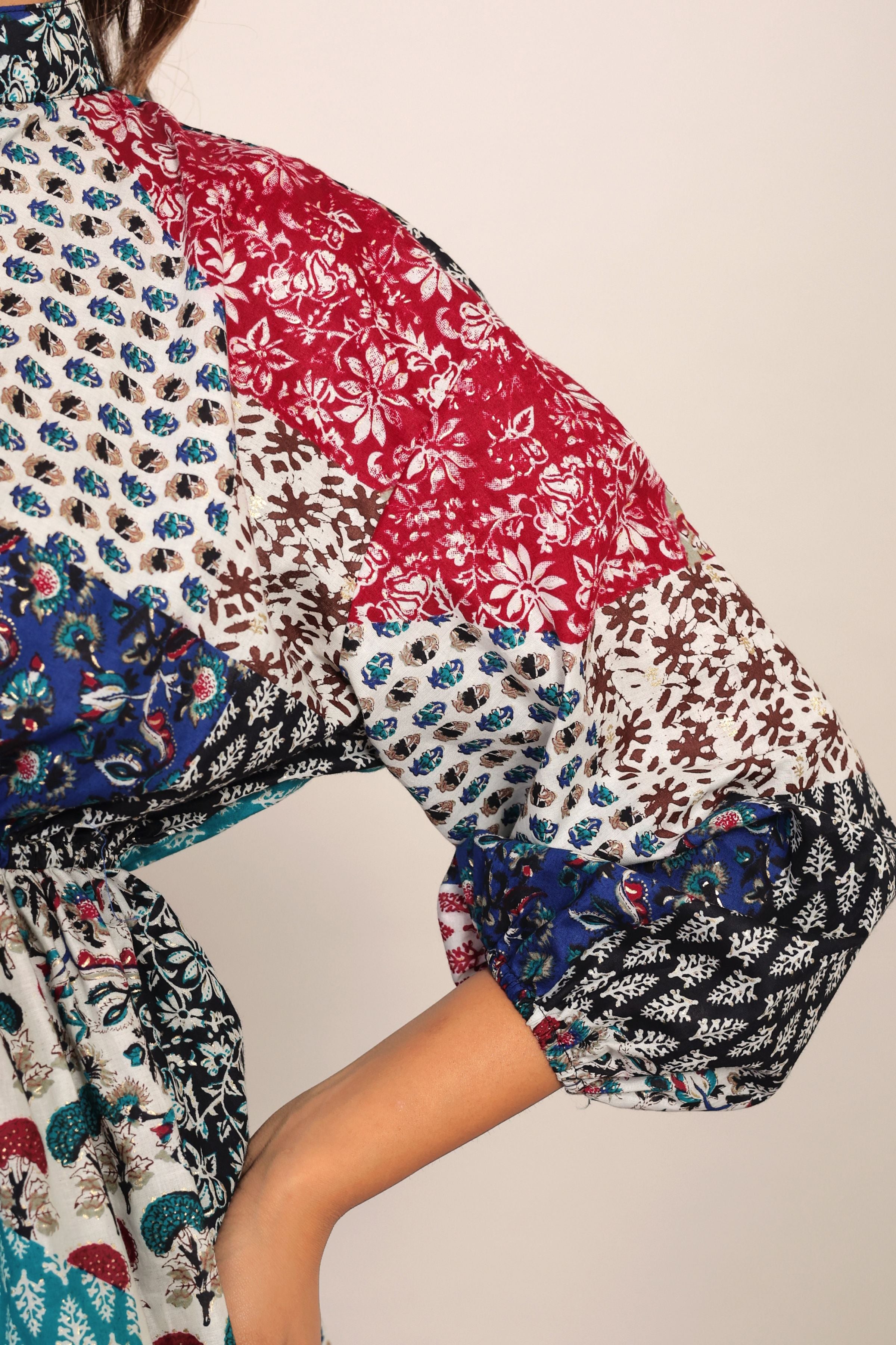 Multicolor Geometric Waist Fitted Top - Kaoribyshreya