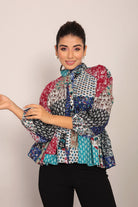 Multicolor Geometric Waist Fitted Top - Kaoribyshreya