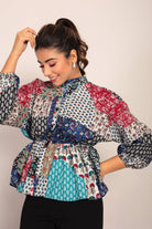 Multicolor Geometric Waist Fitted Top - Kaoribyshreya