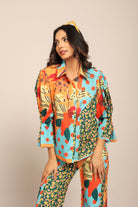 Multicolor Relaxed Shirt with Collar and Closer 7 Buttons - Kaoribyshreya