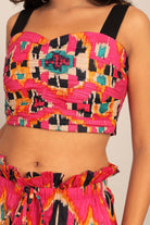 Pink and Multi Western Bust Fitted Top - Kaoribyshreya