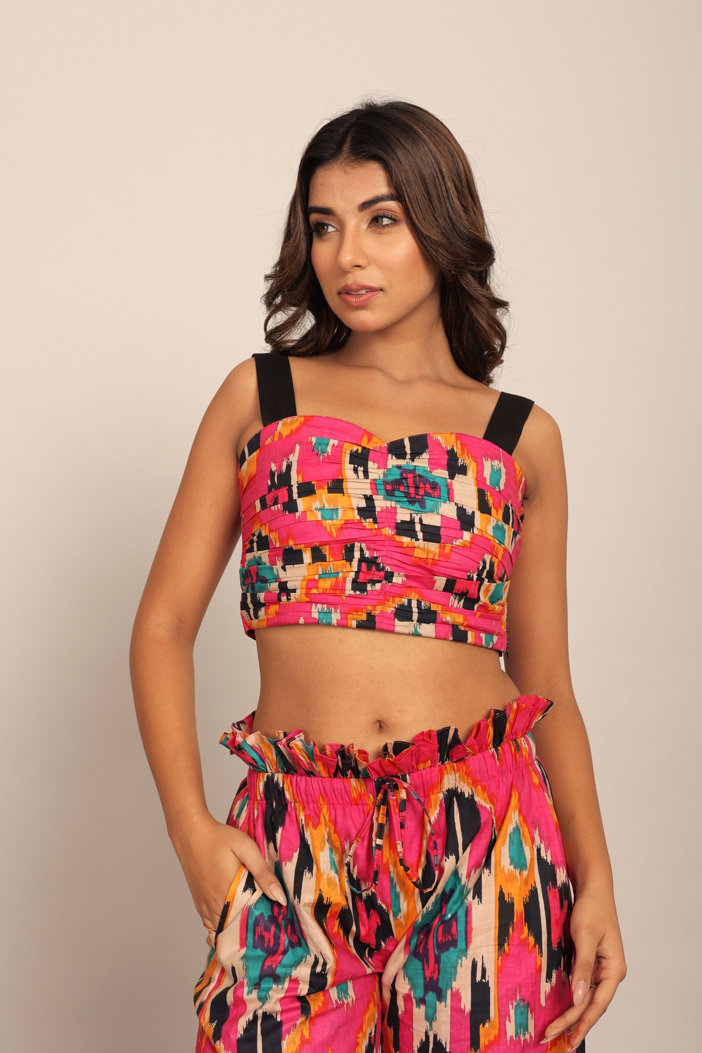 Pink and Multi Western Bust Fitted Top - Kaoribyshreya